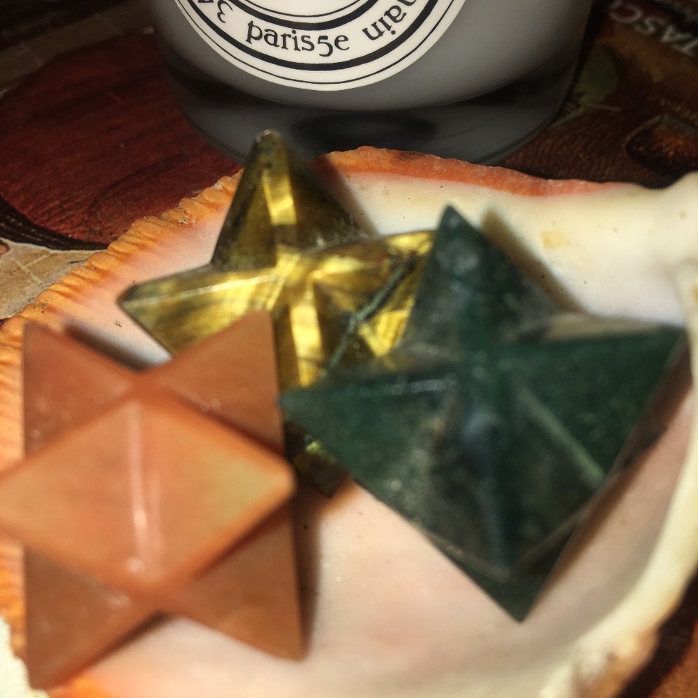 Merkaba crystal star gemstone- autumn themed carnelian tigers eye moss agate